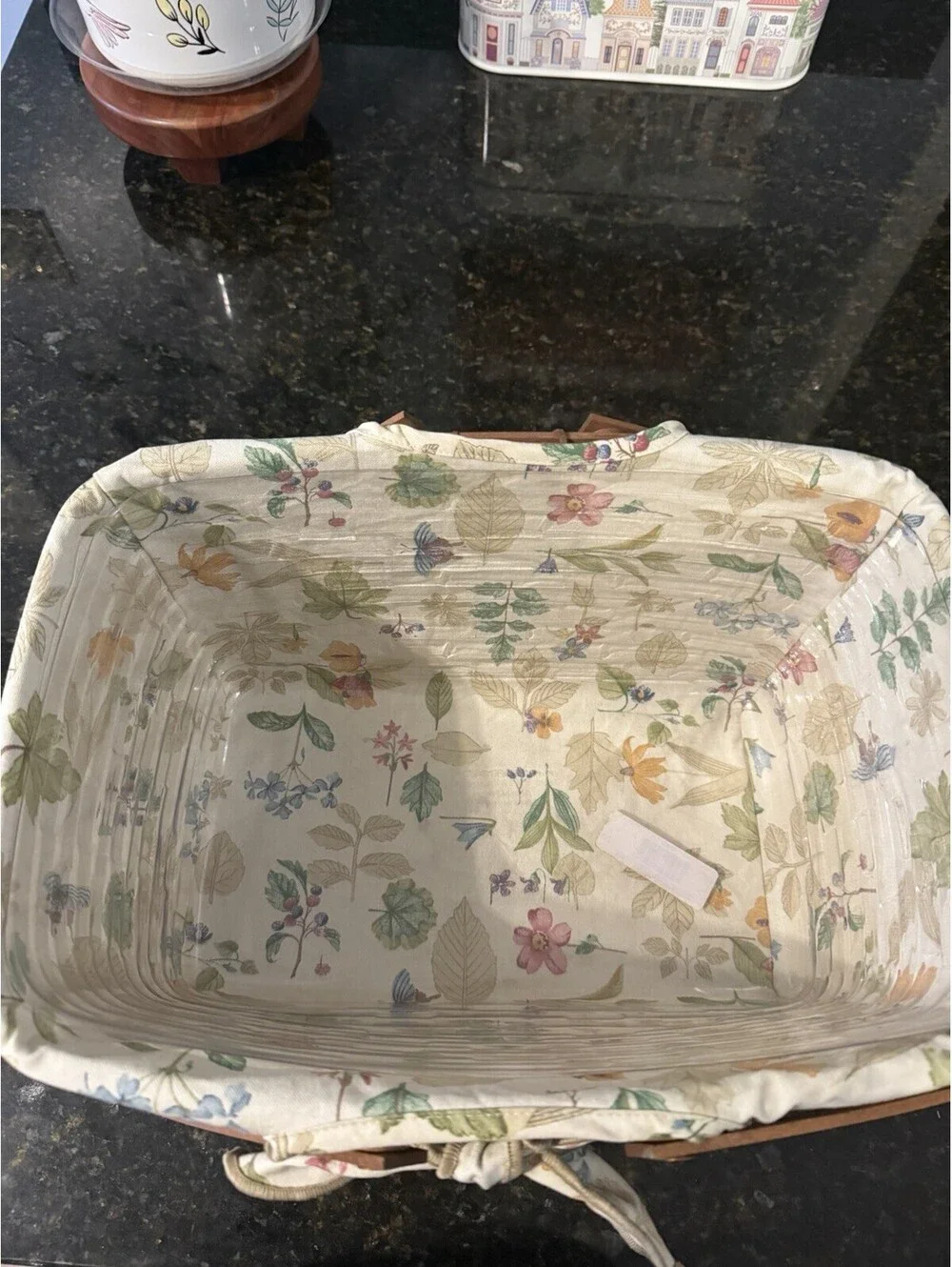 Longaberger 2006 Handmade Woven Wood Rectangle Basket Floral Botanical Fields